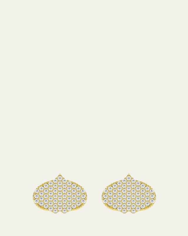Eye Adore Stud Earrings in Gold and White Diamonds, 12mm
